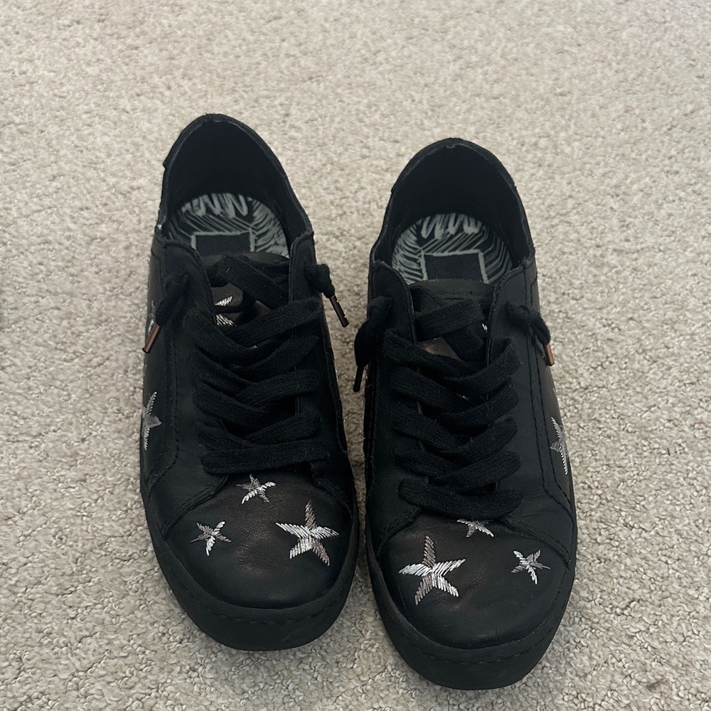 Dolce Vita Black Sneakers with Silver Star Embroidery